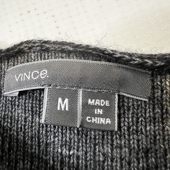 VINCE Womens Gray Cashmere Wool Boat Neck Pullover Striped Sweater Size Medium - Picture 8 of 9